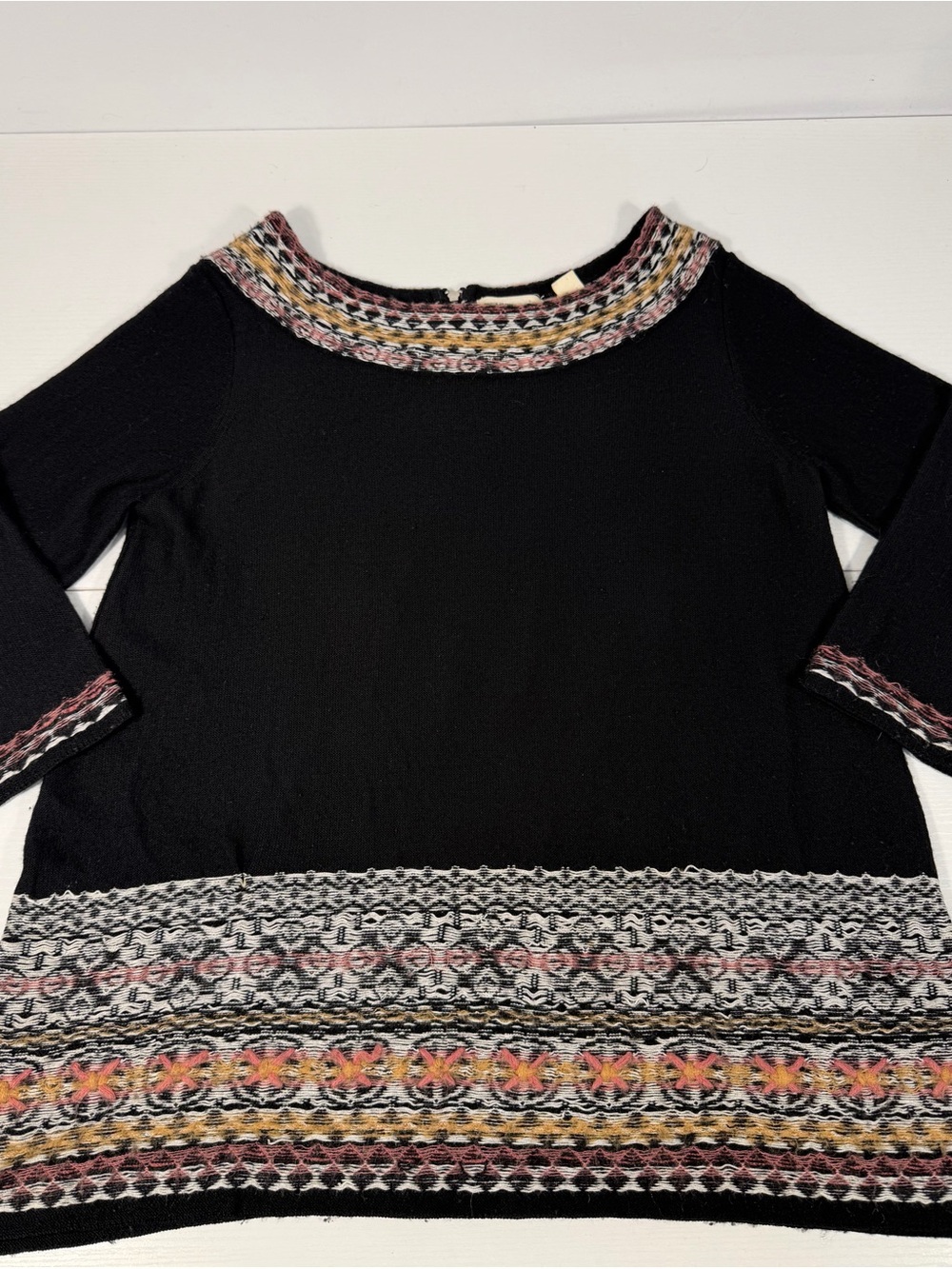 Sleeping on Snow Wool Mohair Fair Isle Embroidered Tunic Sweater M